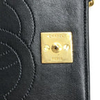 Chanel CC Logo Mini Quilted Push Lock Leather Chain Shoulder Bag Black — view 9