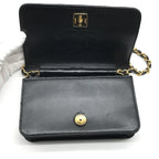 Chanel CC Logo Mini Quilted Push Lock Leather Chain Shoulder Bag Black — view 7