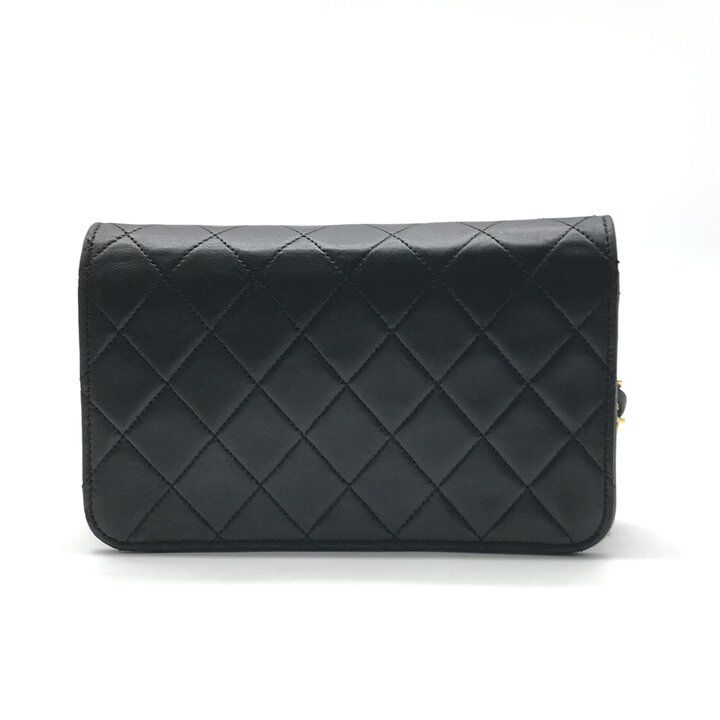 Chanel CC Logo Mini Quilted Push Lock Leather Chain Shoulder Bag Black — view 2