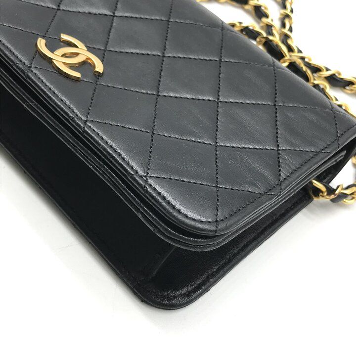 Chanel CC Logo Mini Quilted Push Lock Leather Chain Shoulder Bag Black — view 4