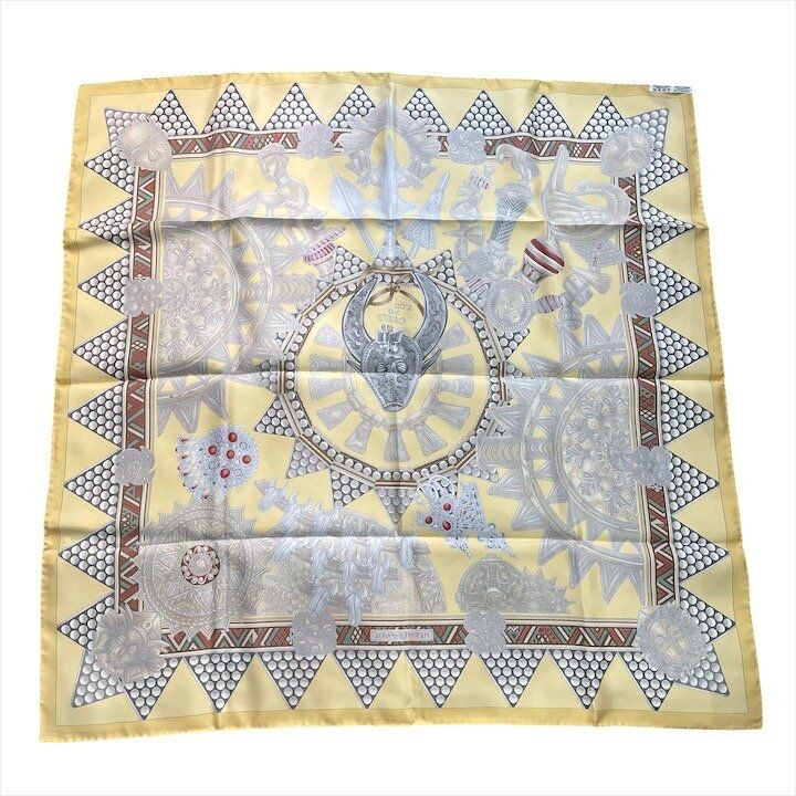 Hermes Carre 90 All Over Pattern Scarf Silk Yellow — view 3