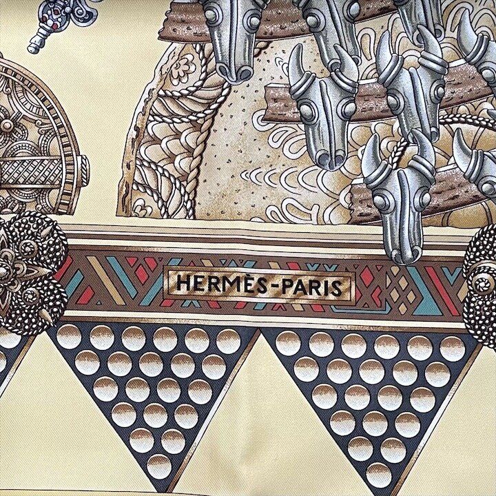 Hermes Carre 90 All Over Pattern Scarf Silk Yellow — view 9
