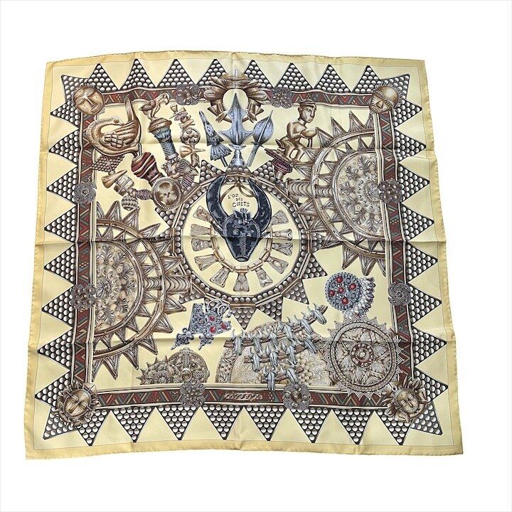 Hermes Carre 90 All Over Pattern Scarf Silk Yellow — view 2