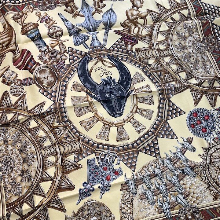 Hermes Carre 90 All Over Pattern Scarf Silk Yellow — view 8