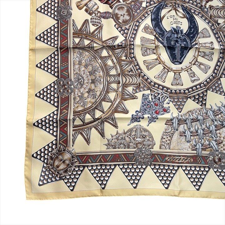 Hermes Carre 90 All Over Pattern Scarf Silk Yellow — view 7
