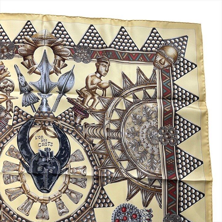 Hermes Carre 90 All Over Pattern Scarf Silk Yellow — view 5