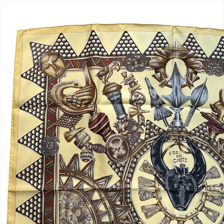 Hermes Carre 90 All Over Pattern Scarf Silk Yellow — view 4