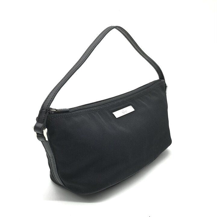 Gucci Logo Canvas Leather Mini Pouch Hand Black — view 2