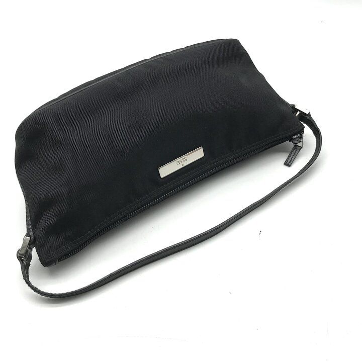 Gucci Logo Canvas Leather Mini Pouch Hand Black — view 7