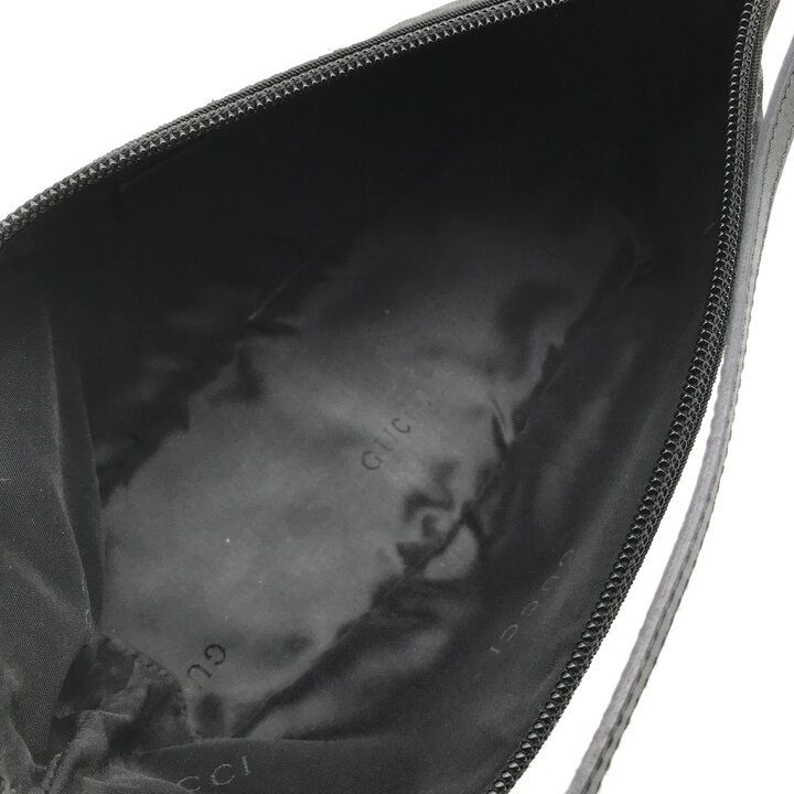 Gucci Logo Canvas Leather Mini Pouch Hand Black — view 8