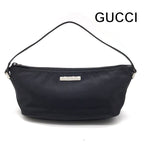 Gucci Logo Canvas Leather Mini Pouch Hand Black