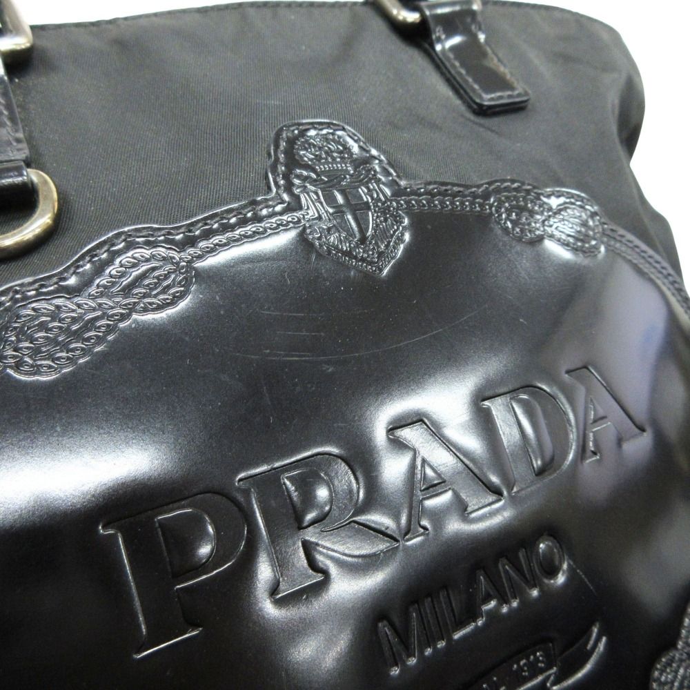 Prada 2-Way Nylon Leather Hand Tote Shoulder Bag Logo Black — view 8