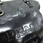 Prada 2-Way Nylon Leather Hand Tote Shoulder Bag Logo Black — view 8