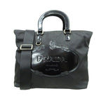 Prada 2-Way Nylon Leather Hand Tote Shoulder Bag Logo Black