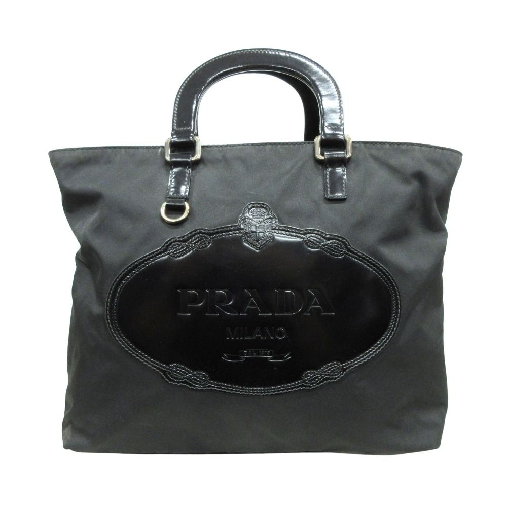 Prada 2-Way Nylon Leather Hand Tote Shoulder Bag Logo Black — view 2