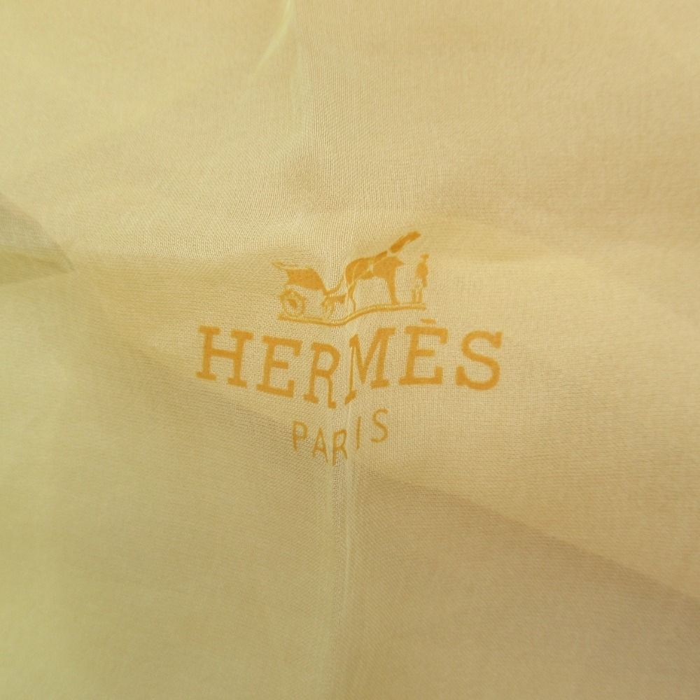 Hermes Silk Chiffon Gradient Scarf Logo Shawl Sheer — view 3