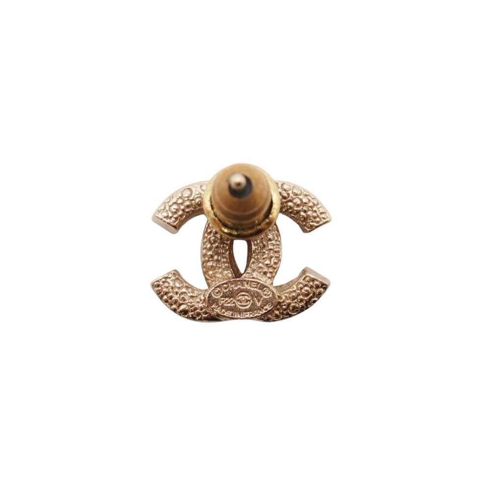 Chanel CC Logo Stud Earrings Single Rhinestone Gold — view 2