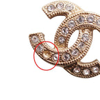 Chanel CC Logo Stud Earrings Single Rhinestone Gold — view 5