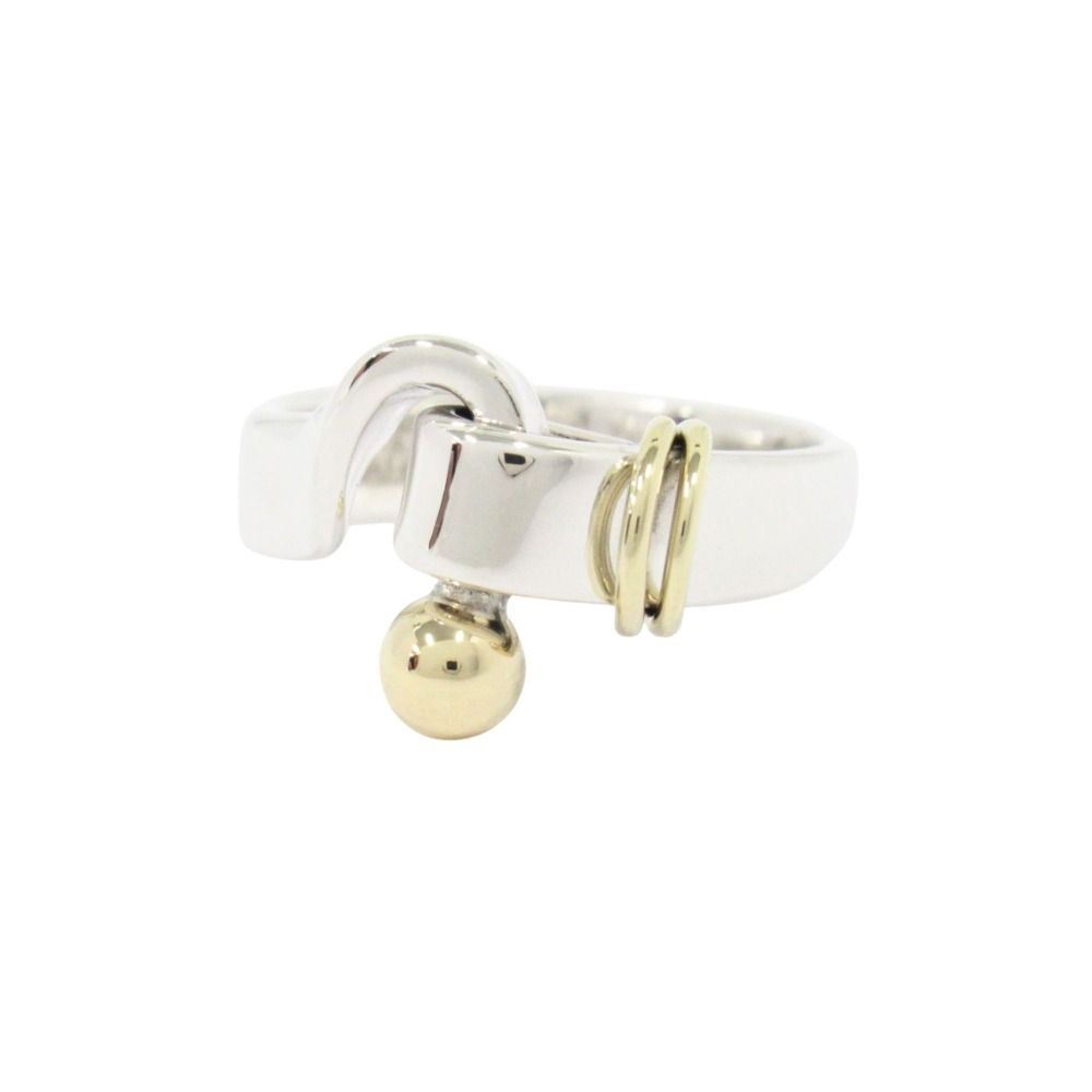 Tiffany & Co Polished 18k Combination Hook Eye Ring Silver Yellow Gold