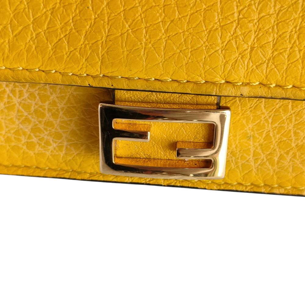 Fendi Leather Baguette Card Bifold Coin Case Yellow — view 3