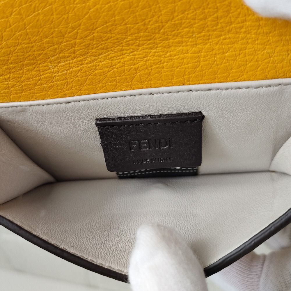 Fendi Leather Baguette Card Bifold Coin Case Yellow — view 8