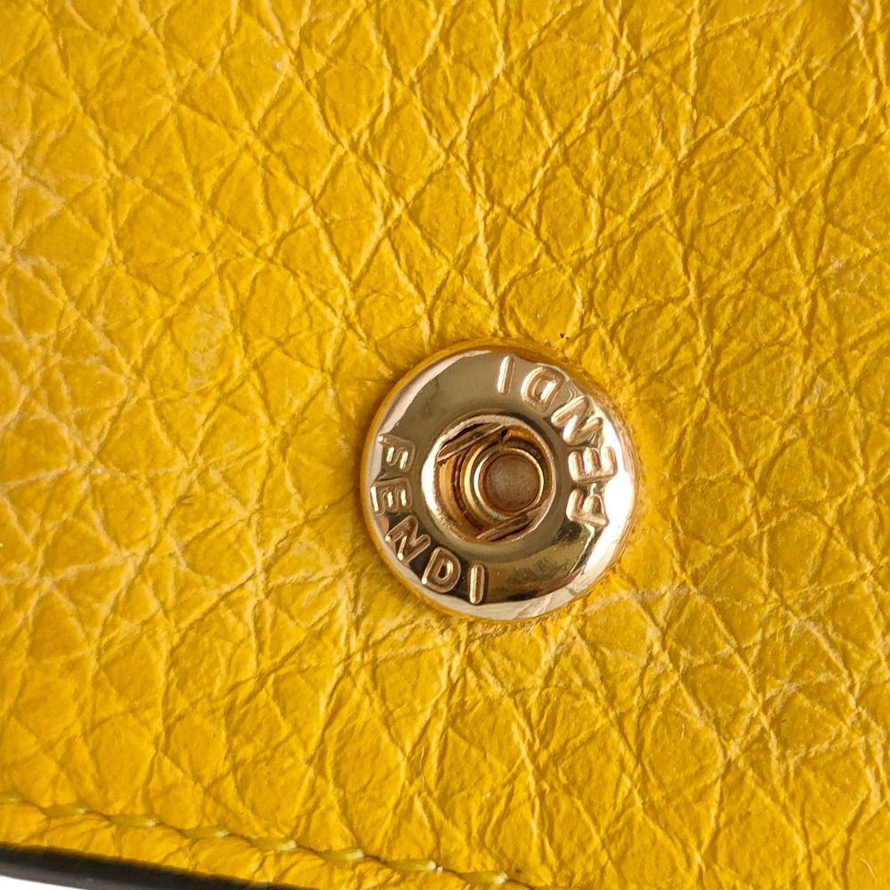 Fendi Leather Baguette Card Bifold Coin Case Yellow — view 7