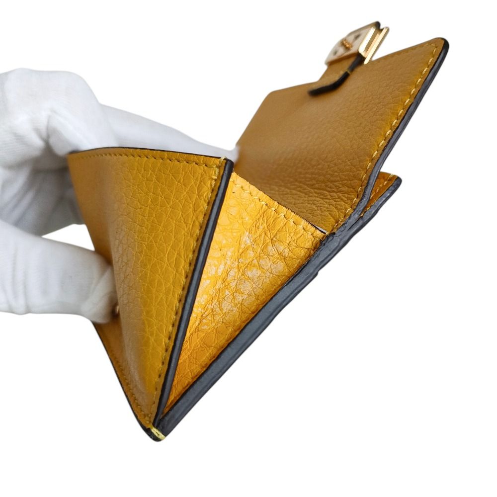 Fendi Leather Baguette Card Bifold Coin Case Yellow — view 5