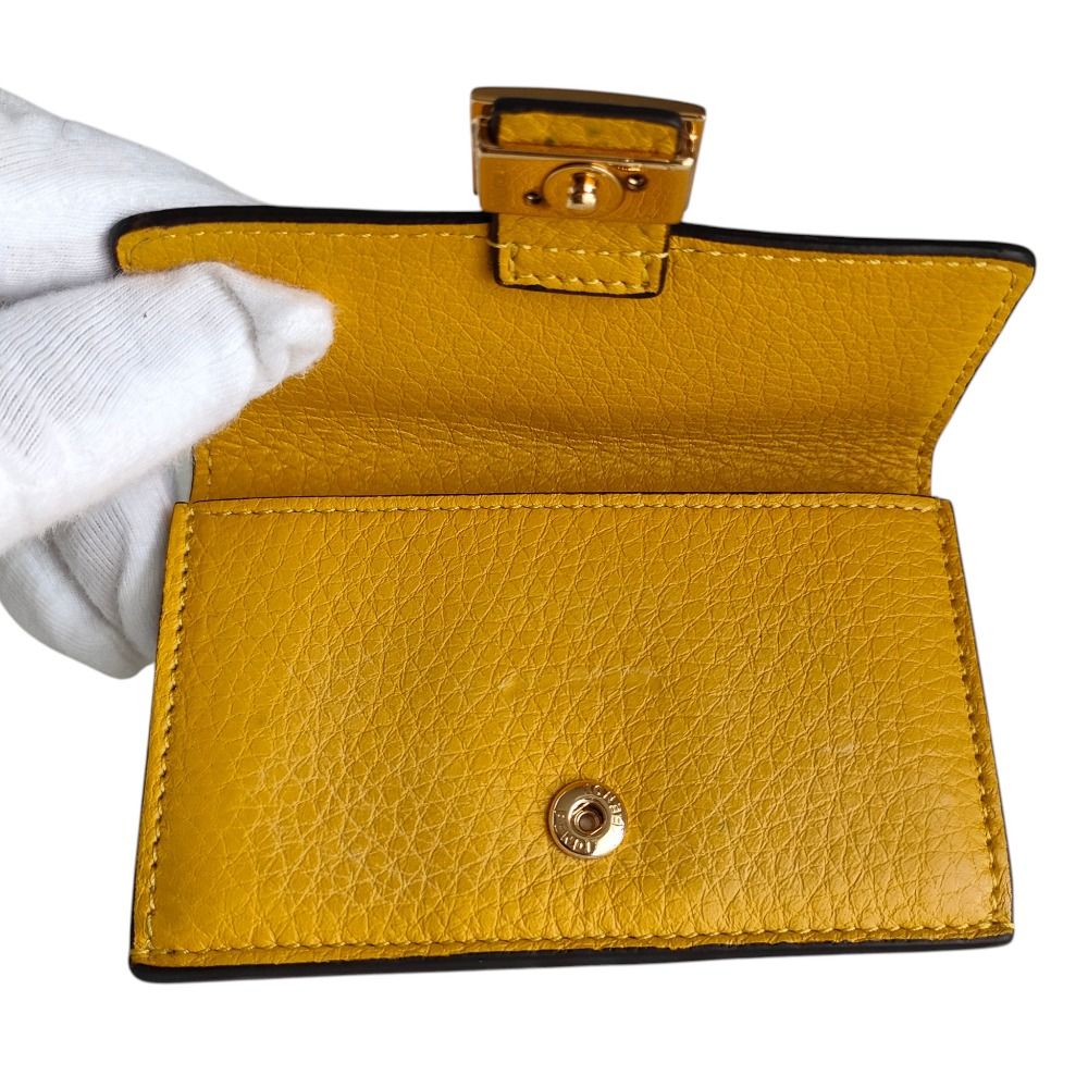 Fendi Leather Baguette Card Bifold Coin Case Yellow — view 4