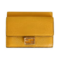 Fendi Leather Baguette Card Bifold Coin Case Yellow