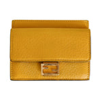 Fendi Leather Baguette Card Bifold Coin Case Yellow