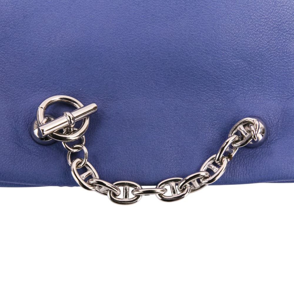 Hermes Bonnie Chaine D'ancre Chain Lambskin Gloves 7.5 Blue — view 6