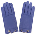 Hermes Bonnie Chaine D'ancre Chain Lambskin Gloves 7.5 Blue
