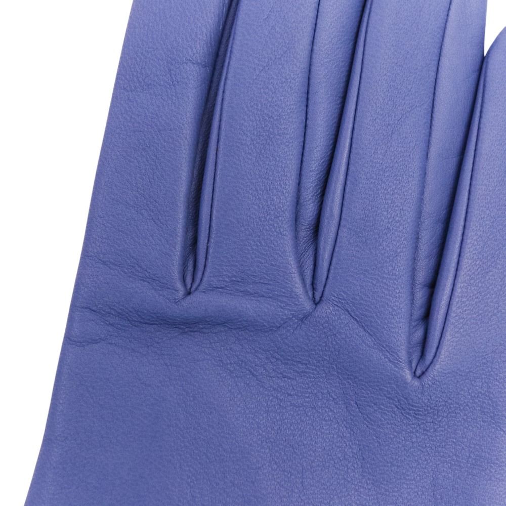 Hermes Bonnie Chaine D'ancre Chain Lambskin Gloves 7.5 Blue — view 5