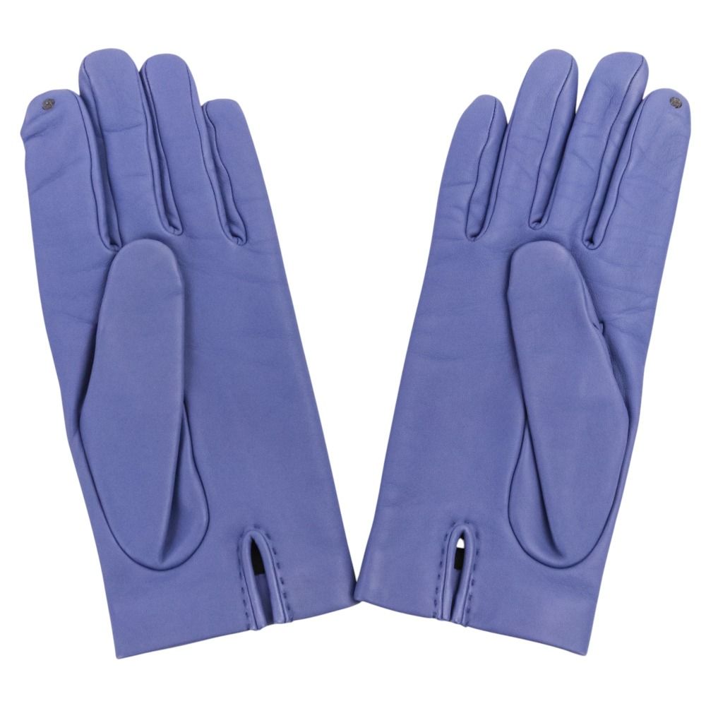 Hermes Bonnie Chaine D'ancre Chain Lambskin Gloves 7.5 Blue — view 2
