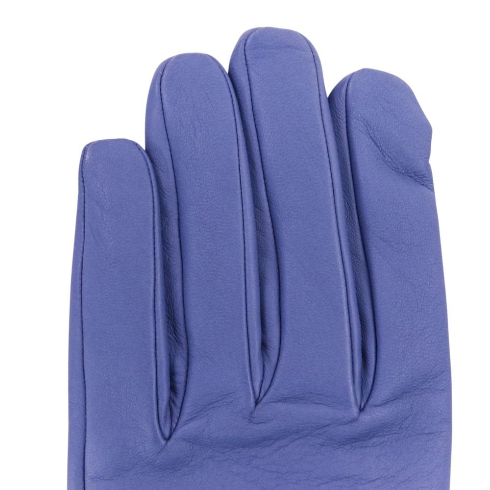 Hermes Bonnie Chaine D'ancre Chain Lambskin Gloves 7.5 Blue — view 4