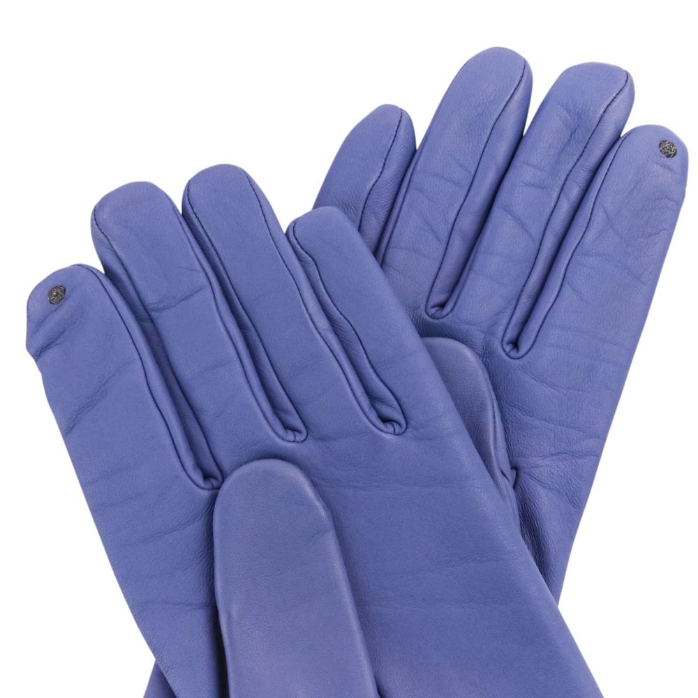 Hermes Bonnie Chaine D'ancre Chain Lambskin Gloves 7.5 Blue — view 3