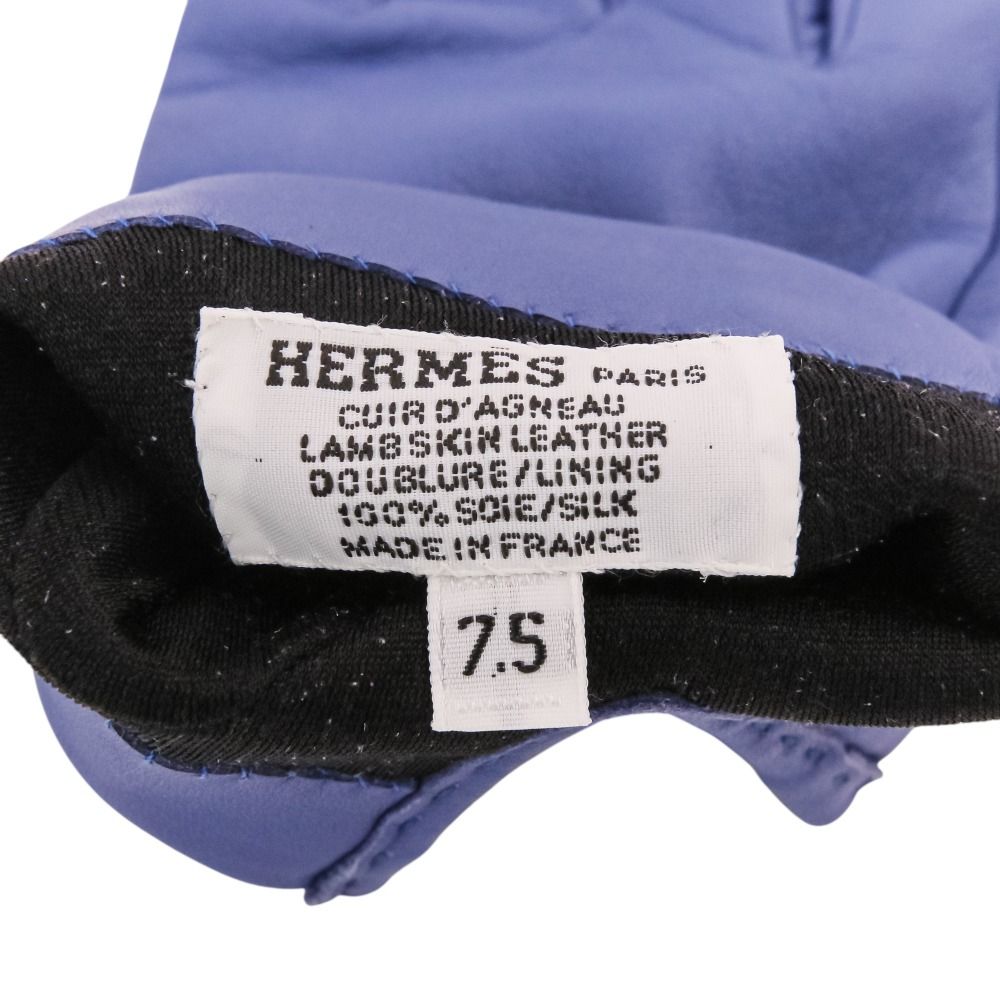 Hermes Bonnie Chaine D'ancre Chain Lambskin Gloves 7.5 Blue — view 9