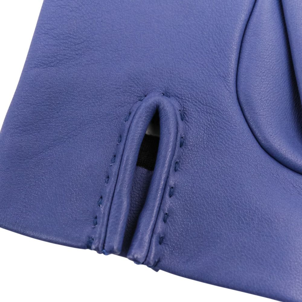 Hermes Bonnie Chaine D'ancre Chain Lambskin Gloves 7.5 Blue — view 8