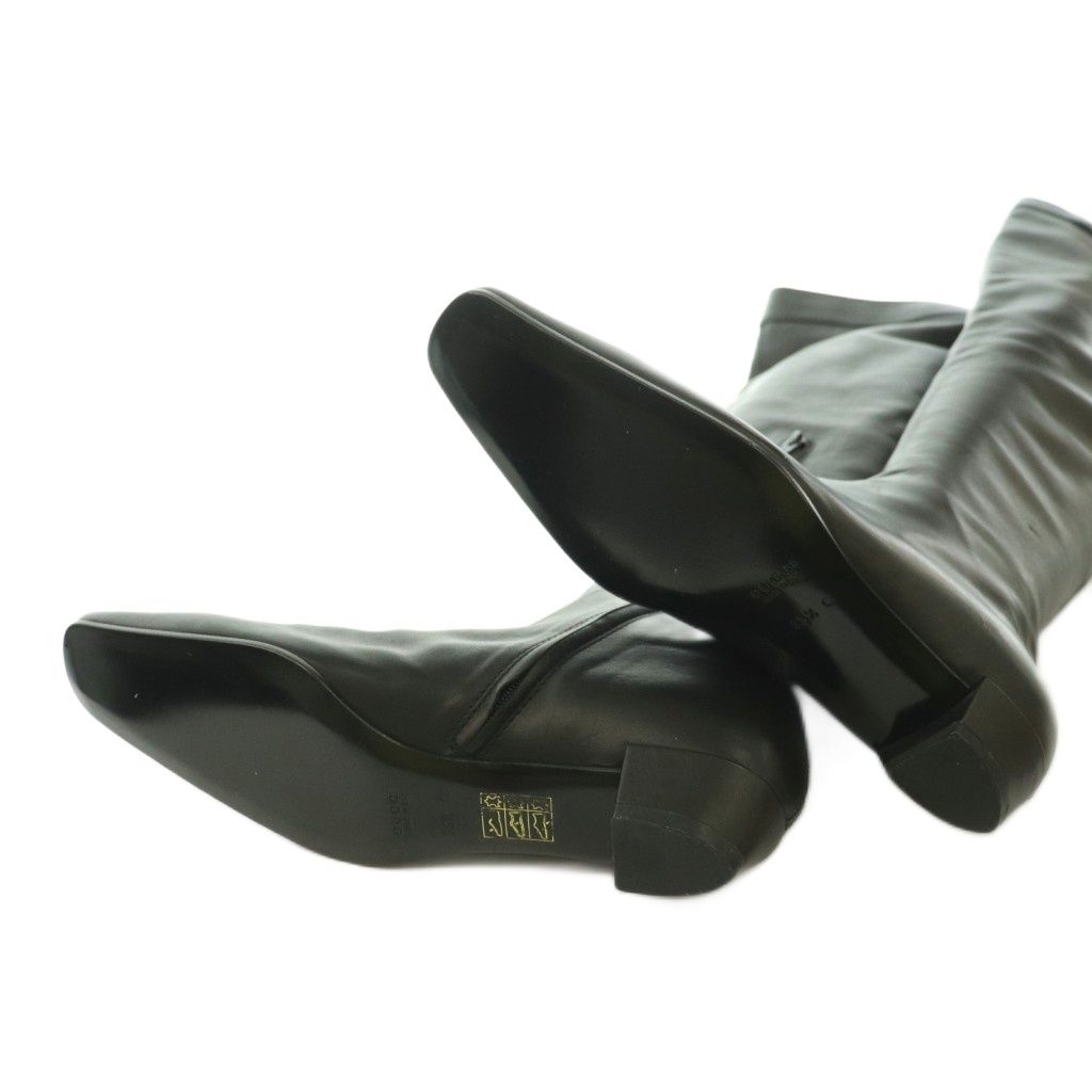 Gucci Long Boots Square Toe Low Heels Leather 35.5 Black BB — view 6