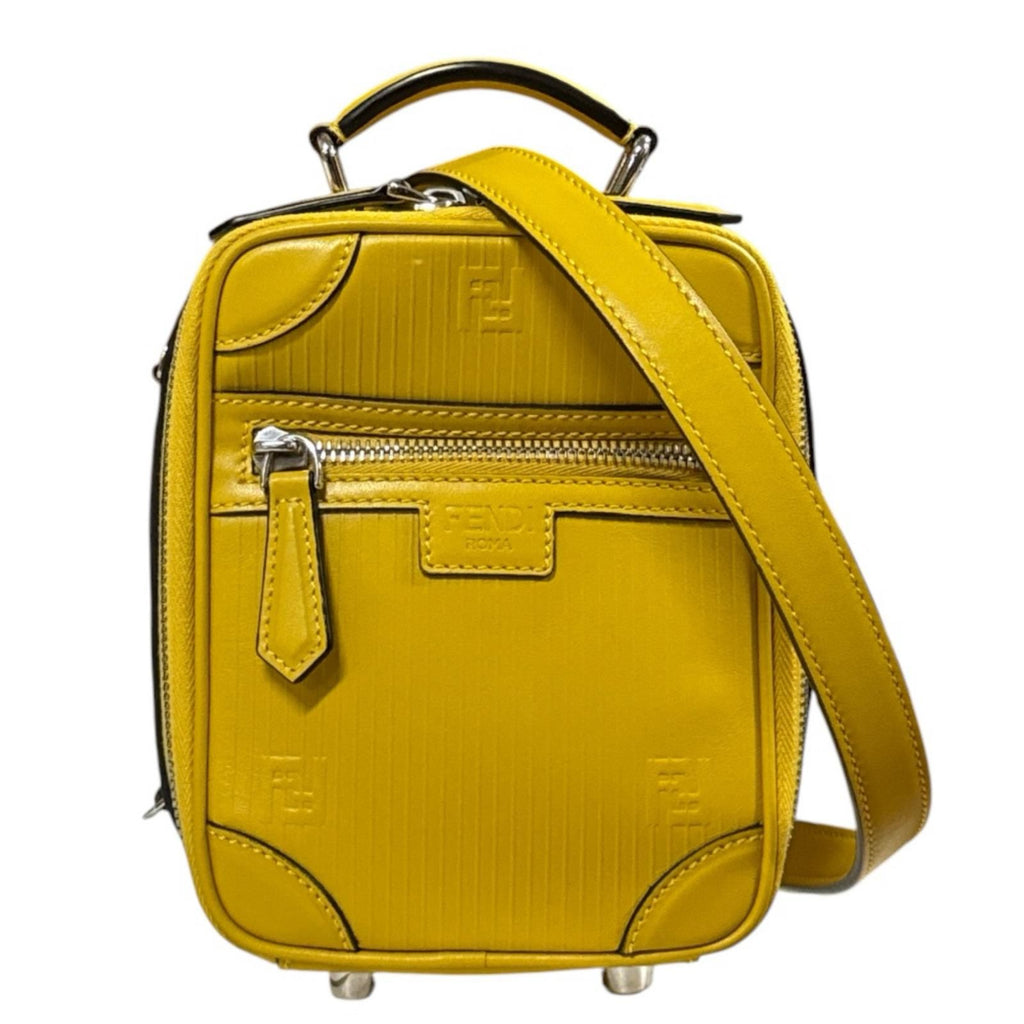 Fendi Travel Mini Shoulder Bag Leather Yellow