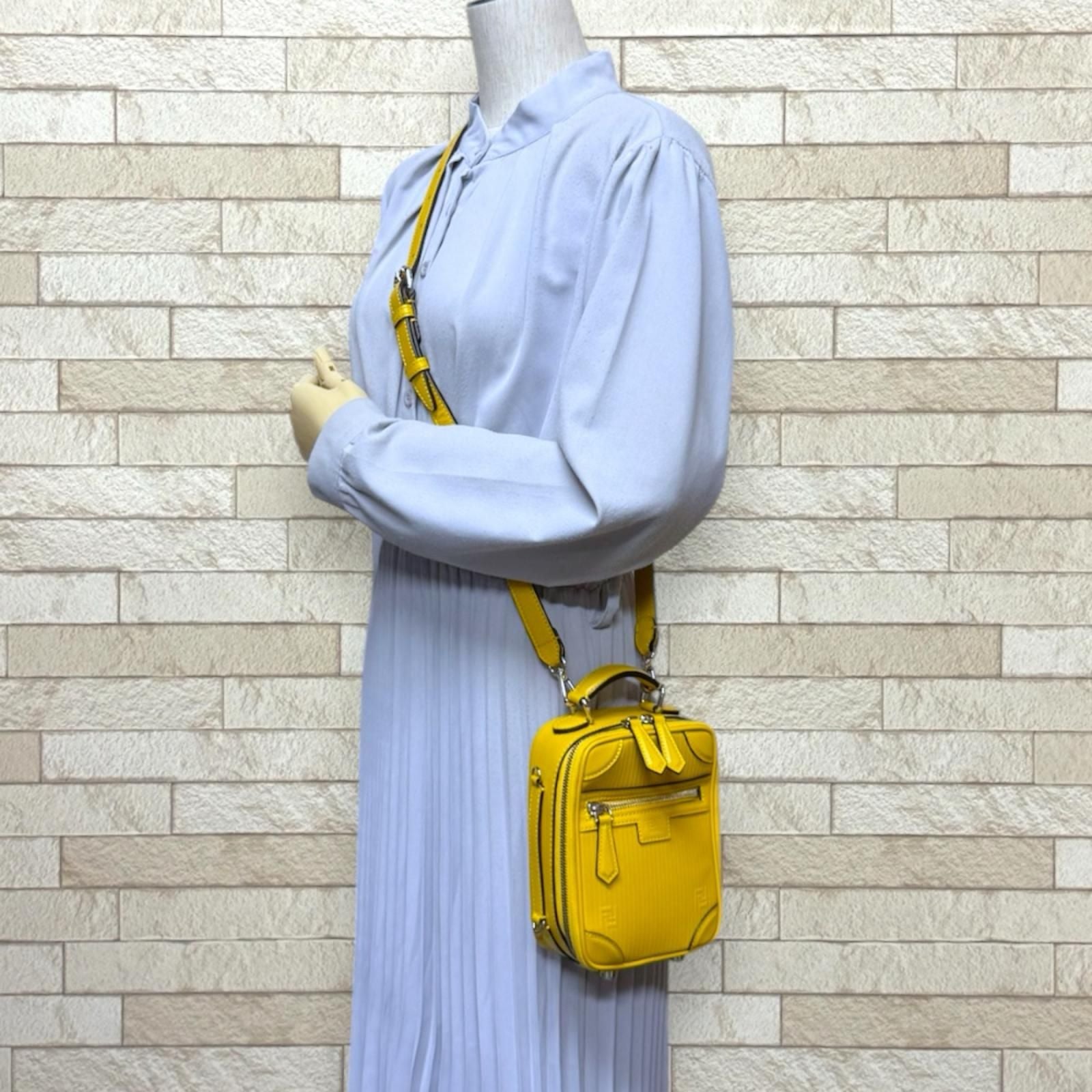 Fendi Travel Mini Shoulder Bag Leather Yellow — view 2