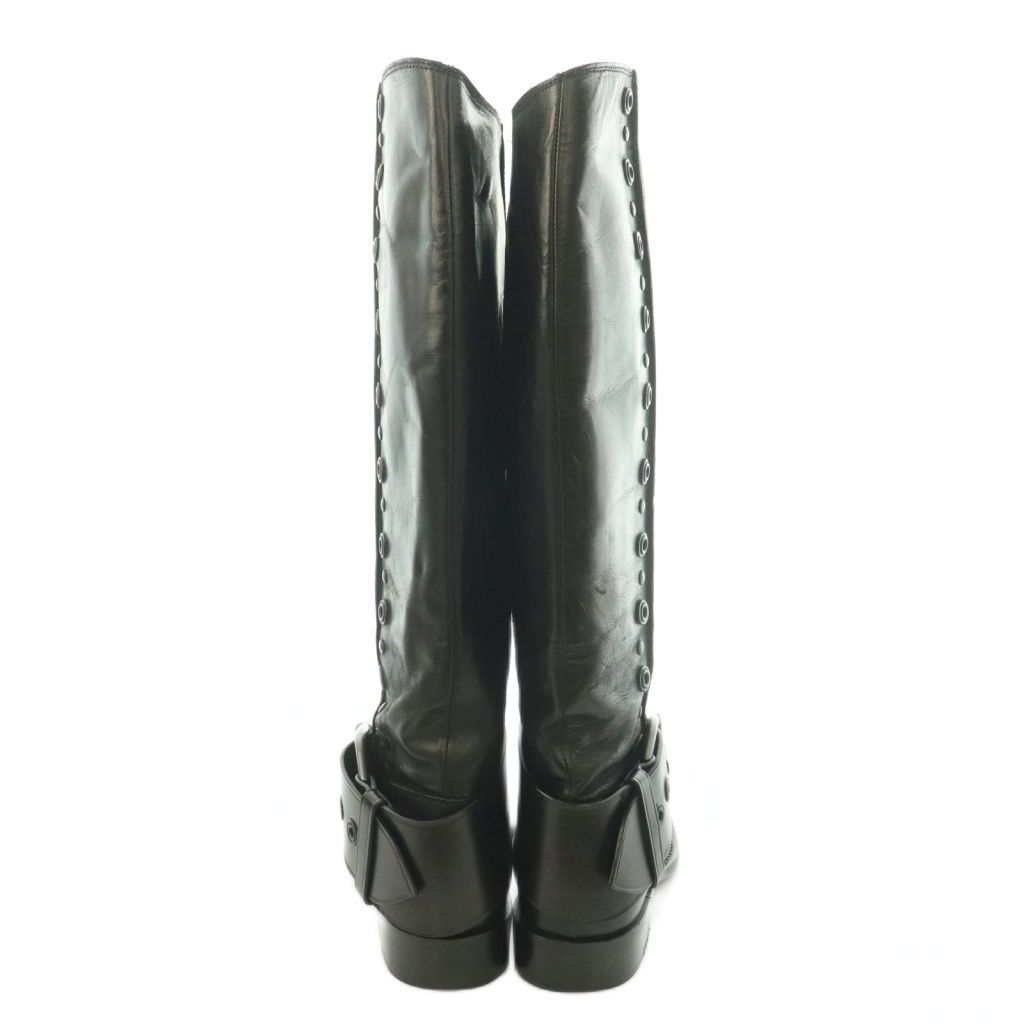 Bottega Veneta Long Boots Square Toe Low Heels Leather One Color 36 Black BB — view 3
