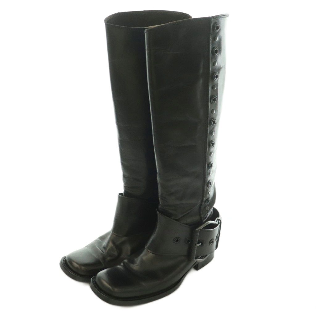 Bottega Veneta Long Boots Square Toe Low Heels Leather One Color 36 Black BB — view 2
