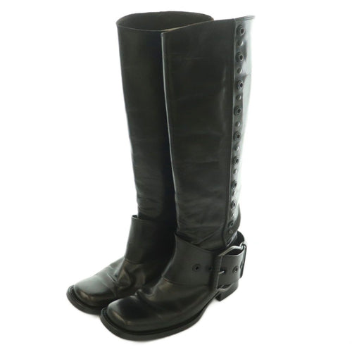 Bottega Veneta Long Boots Square Toe Low Heels Leather One Color 36 Black BB — view 2