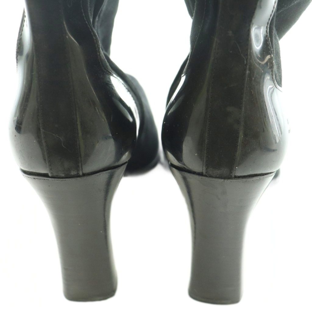 Gucci Long Boots Square Toe Chunky Heels Suede Contrast One Color 36.5 Black BB — view 8
