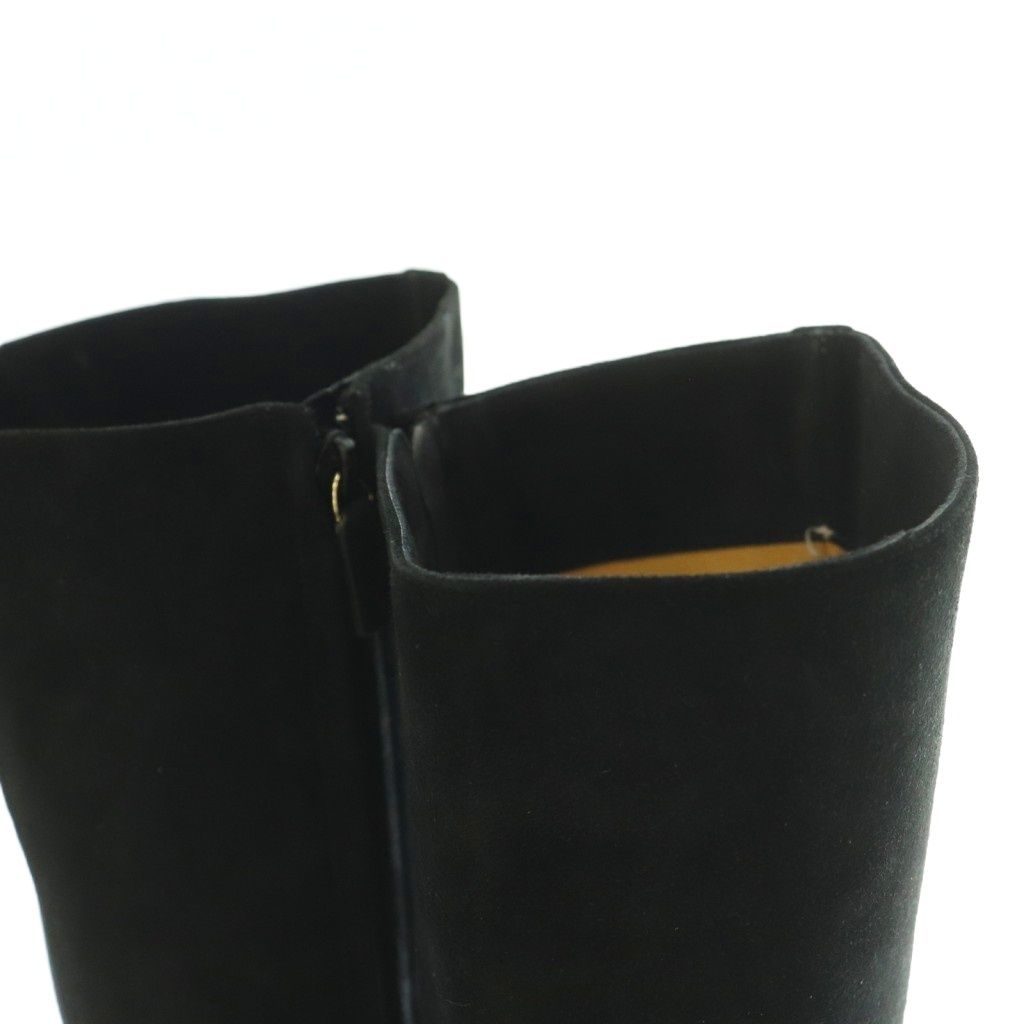 Gucci Long Boots Square Toe Chunky Heels Suede Contrast One Color 36.5 Black BB — view 5