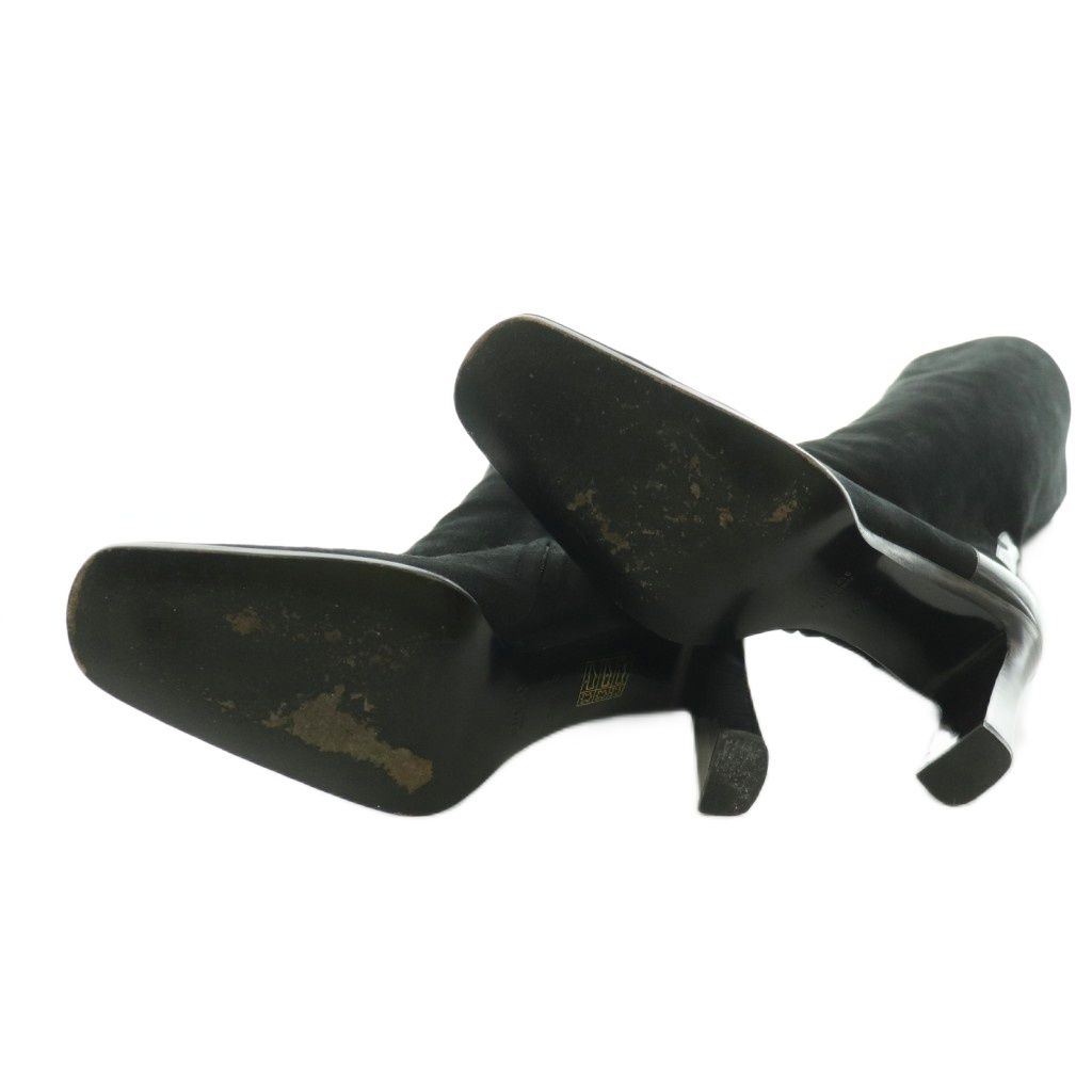 Gucci Long Boots Square Toe Chunky Heels Suede Contrast One Color 36.5 Black BB — view 6