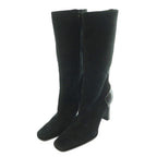 Gucci Long Boots Square Toe Chunky Heels Suede Contrast One Color 36.5 Black BB — view 2
