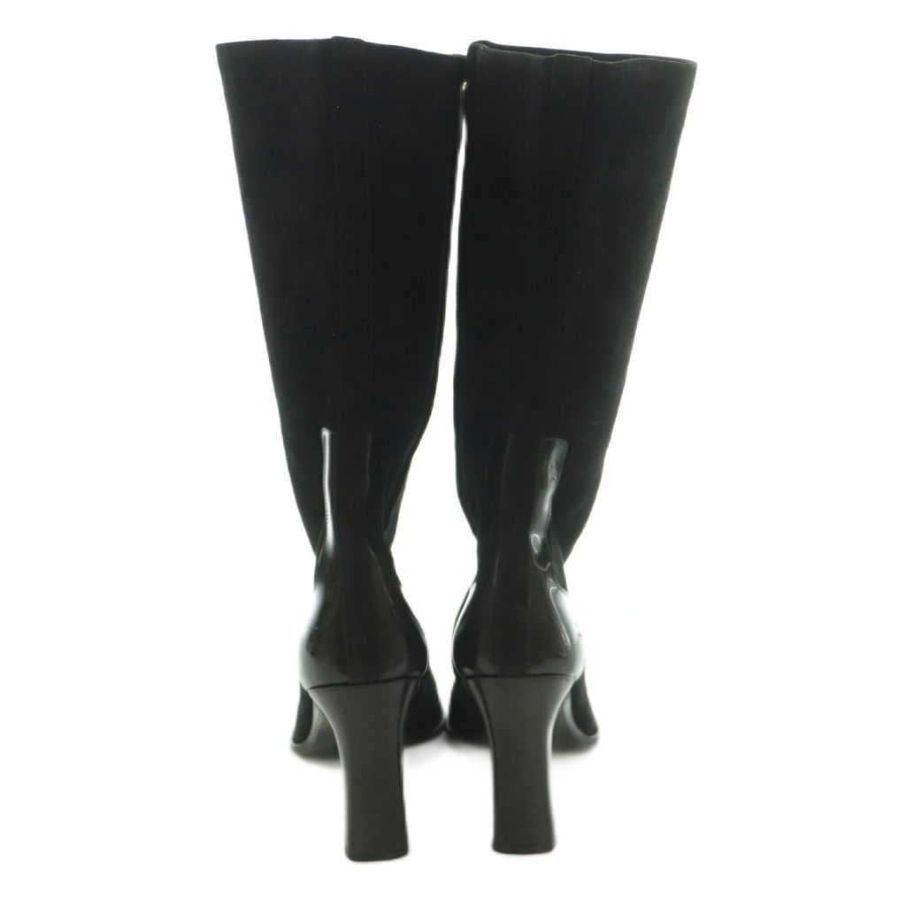 Gucci Long Boots Square Toe Chunky Heels Suede Contrast One Color 36.5 Black BB — view 3