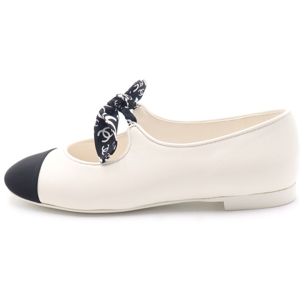 Chanel Mary Jane Flat Shoes White